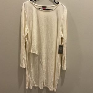 Womens Vince Camuto High/Low Cutout Long Sleeve Tunic Color tan NWT